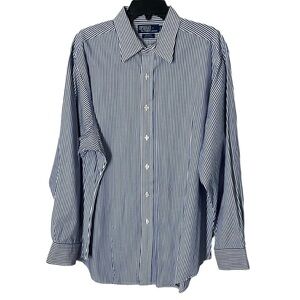 Polo by Ralph Lauren Men’s Button Down blue/white stripes Shirt. Sz17/34-35 EUC